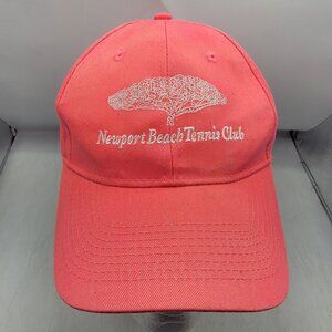 Newport Beach Tennis Club Adults Coral Pink Hat Cap Casual Outdoors Lightweight